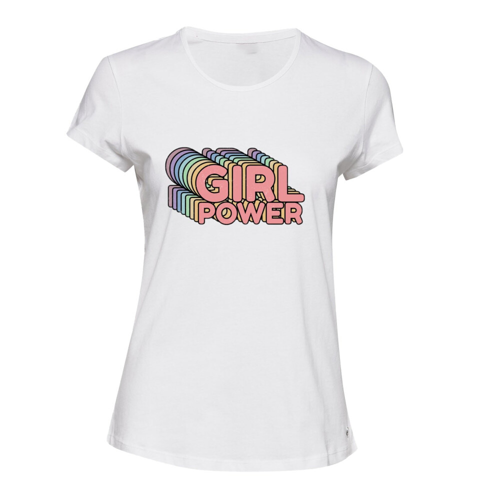 (L) Girl Power World Super Colourful Pop Art Female Ladies Women T Shirt Tee Top