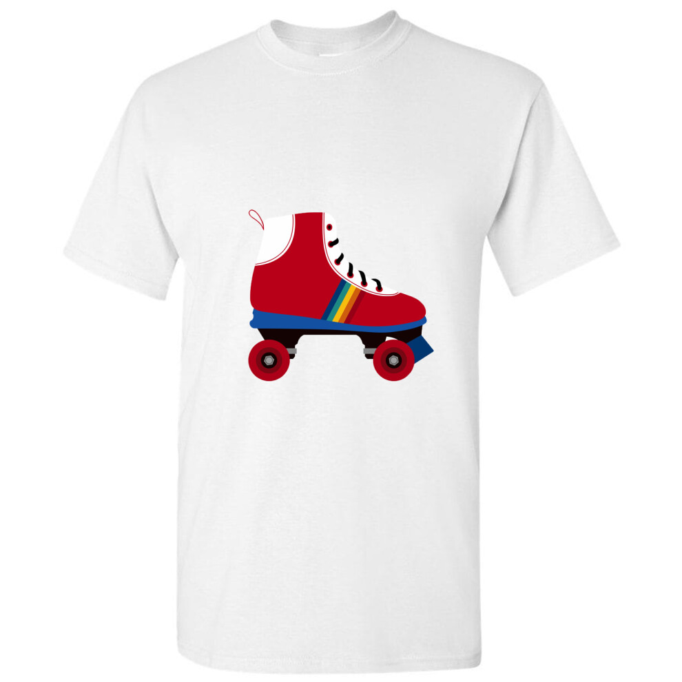 (L) Adults Kids Roller Skates Shoes Sports White Men T Shirt Tee Top