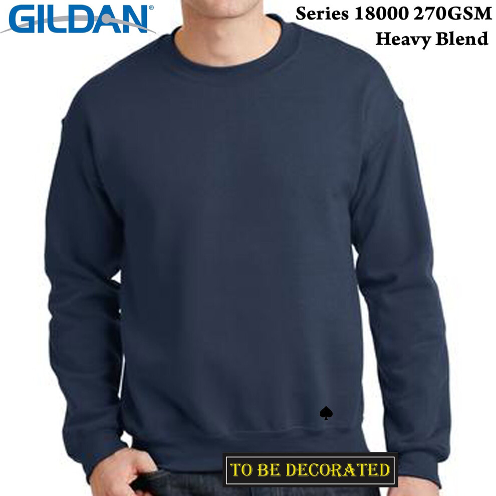 (S) Gildan Navy Heavy Blend Sweat Sweater Jumper Sweatshirt Mens S-XXL