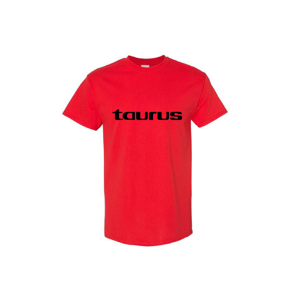 (Red, S) Taurus Bull Text Zodiac Horoscope Astrological Sign Men T Shirt Tee Top