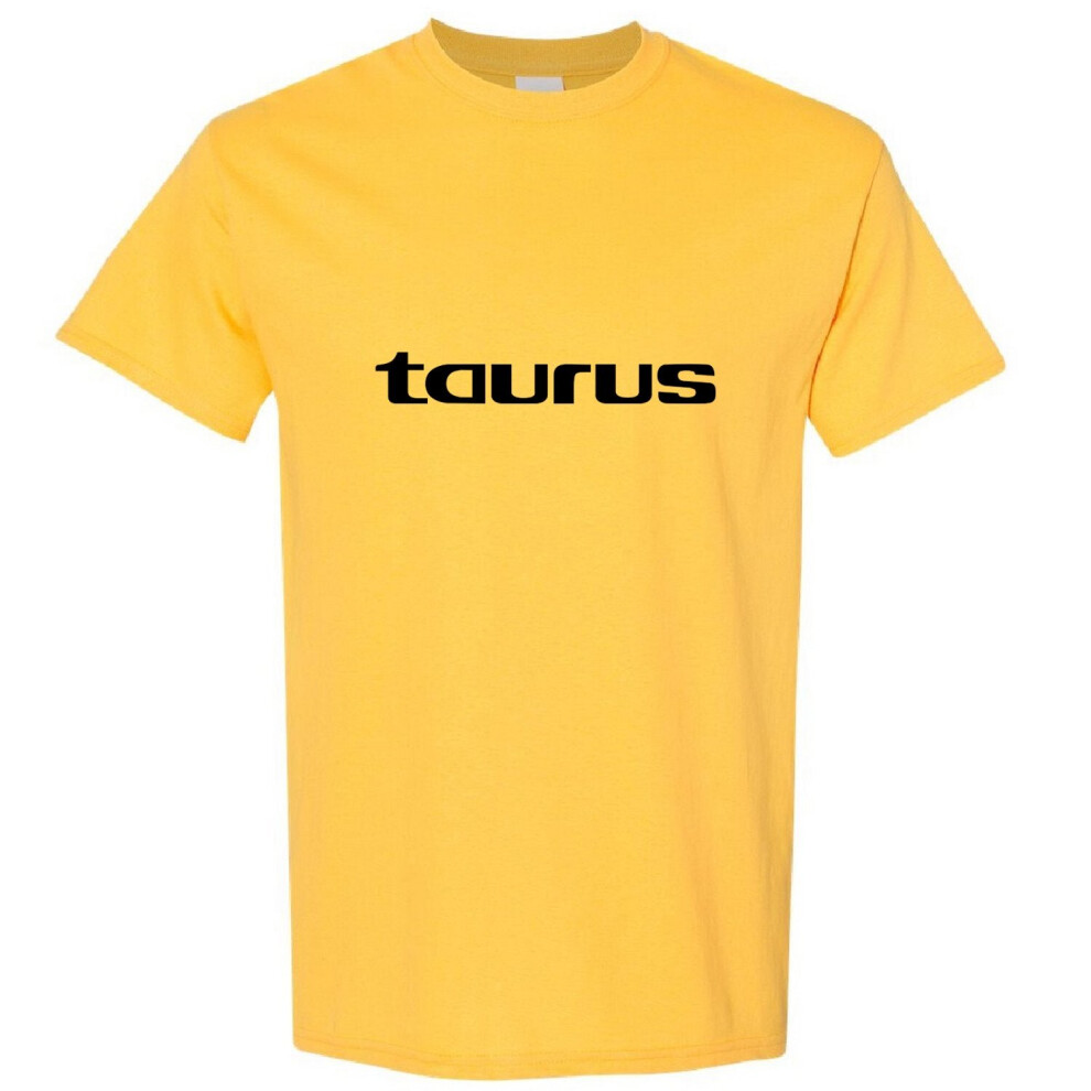 (Yellow, S) Taurus Bull Text Zodiac Horoscope Astrological Sign Men T Shirt Tee Top