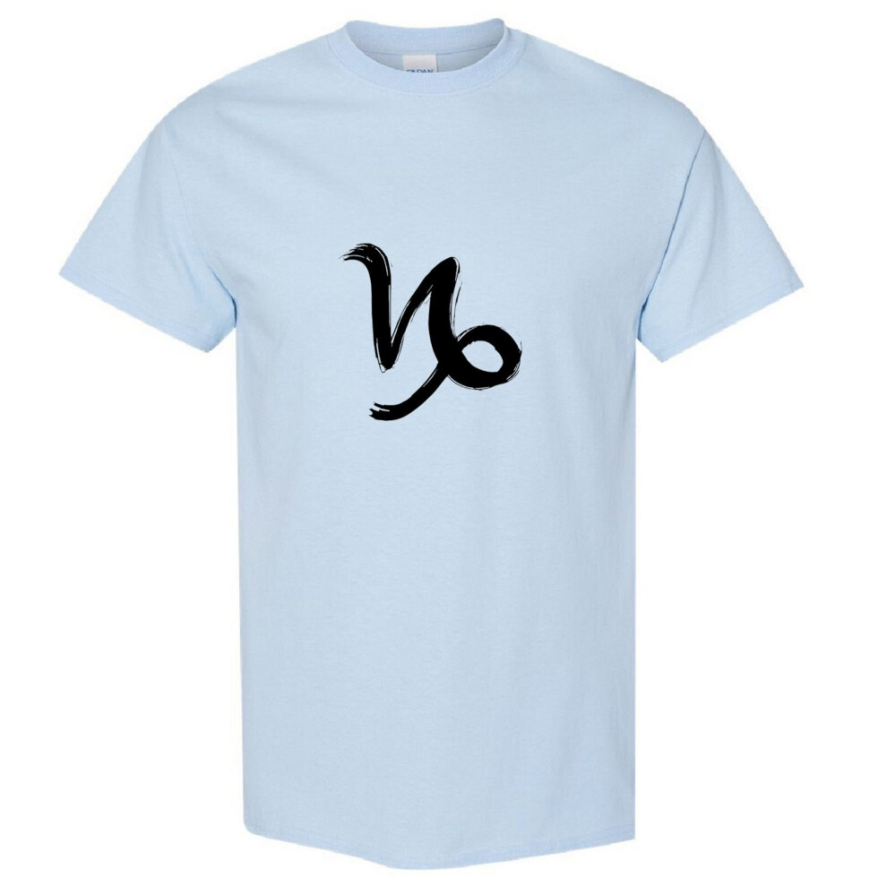 (Light Blue, S) Capricorn Sign Zodiac Horoscope Astrological Symbol Men T Shirt Tee Top