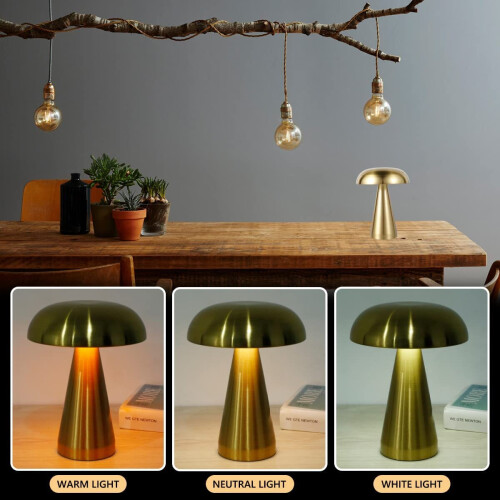 Mushroom Desk Lamp LED Cordless Touch Sensor Table Lamp Rechargeable 2
