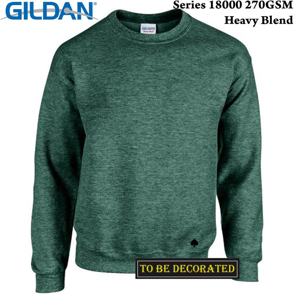 (M) Gildan Heather Sport Dark Green Heavy Sweater Jumper Sweatshirt Mens