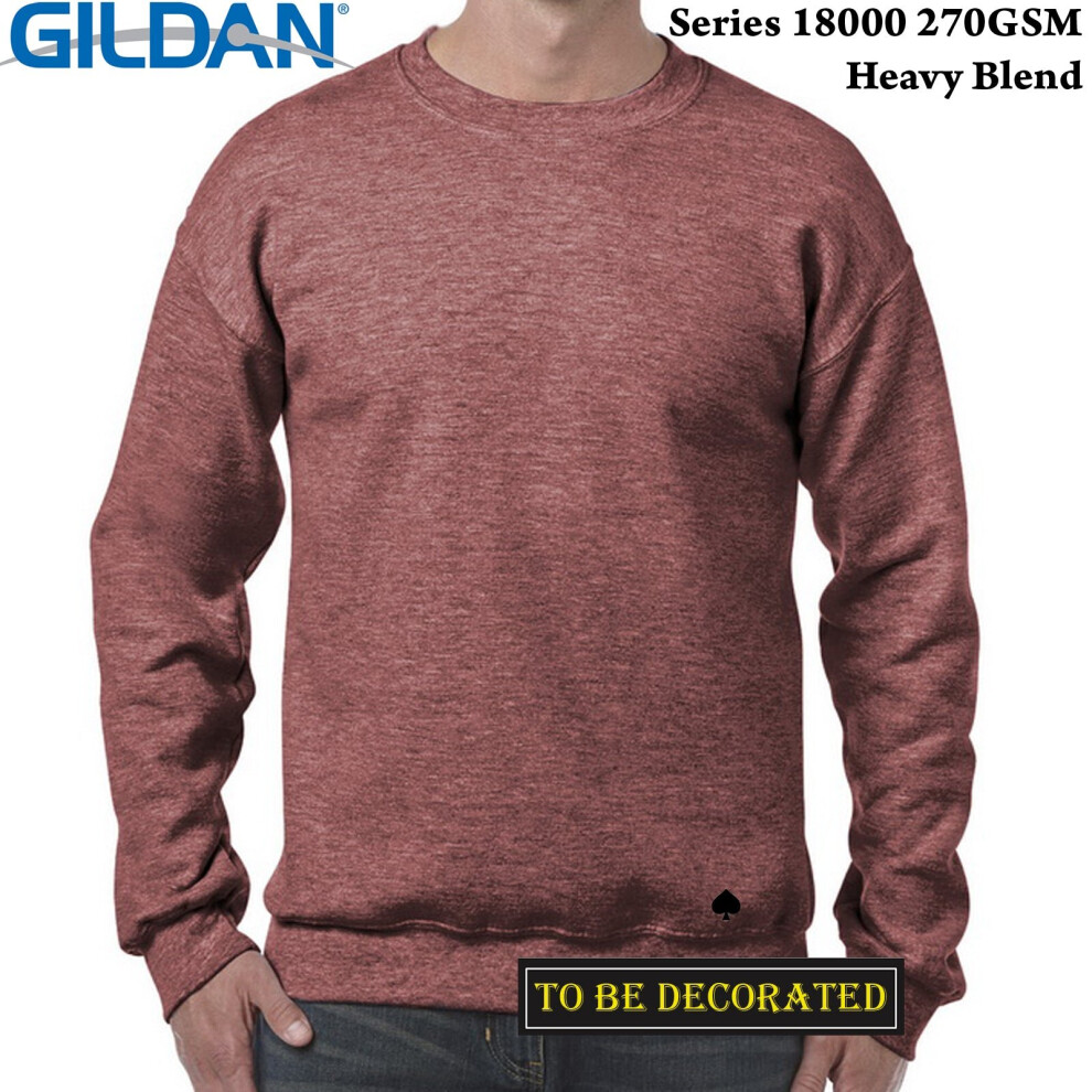 (L) Gildan Heather Sport Dark Maroon Heavy Sweater Jumper Sweatshirt