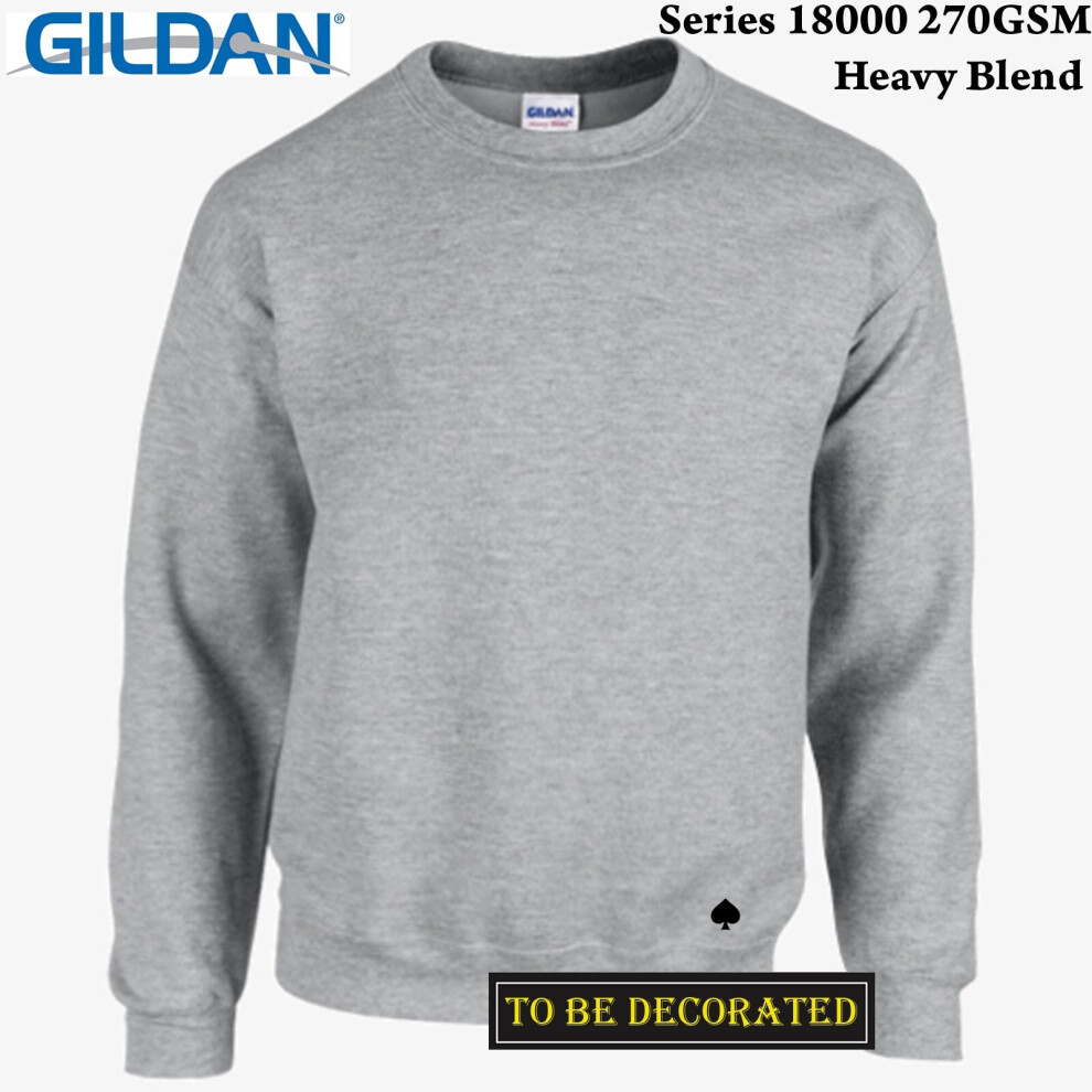 (M) Gildan Sport Grey Heavy Blend Sweat Sweater Jumper Sweatshirt Mens