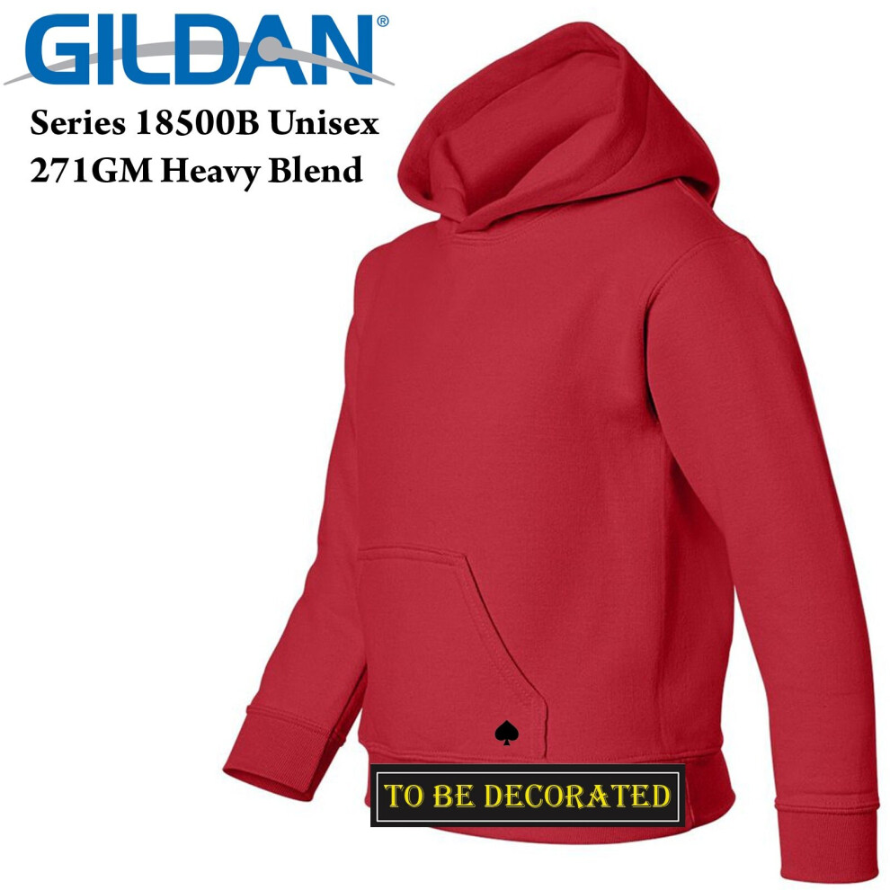 (L) Gildan Red Hoodie Heavy Blend Hooded Sweater Boy Girl Youth Kids