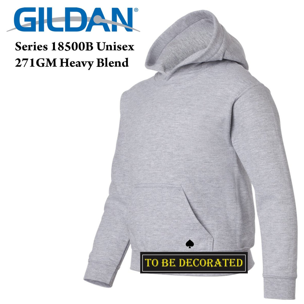 (L) Gildan Sport Grey Hoodie Heavy Hooded Sweater Boy Girl Youth Kids