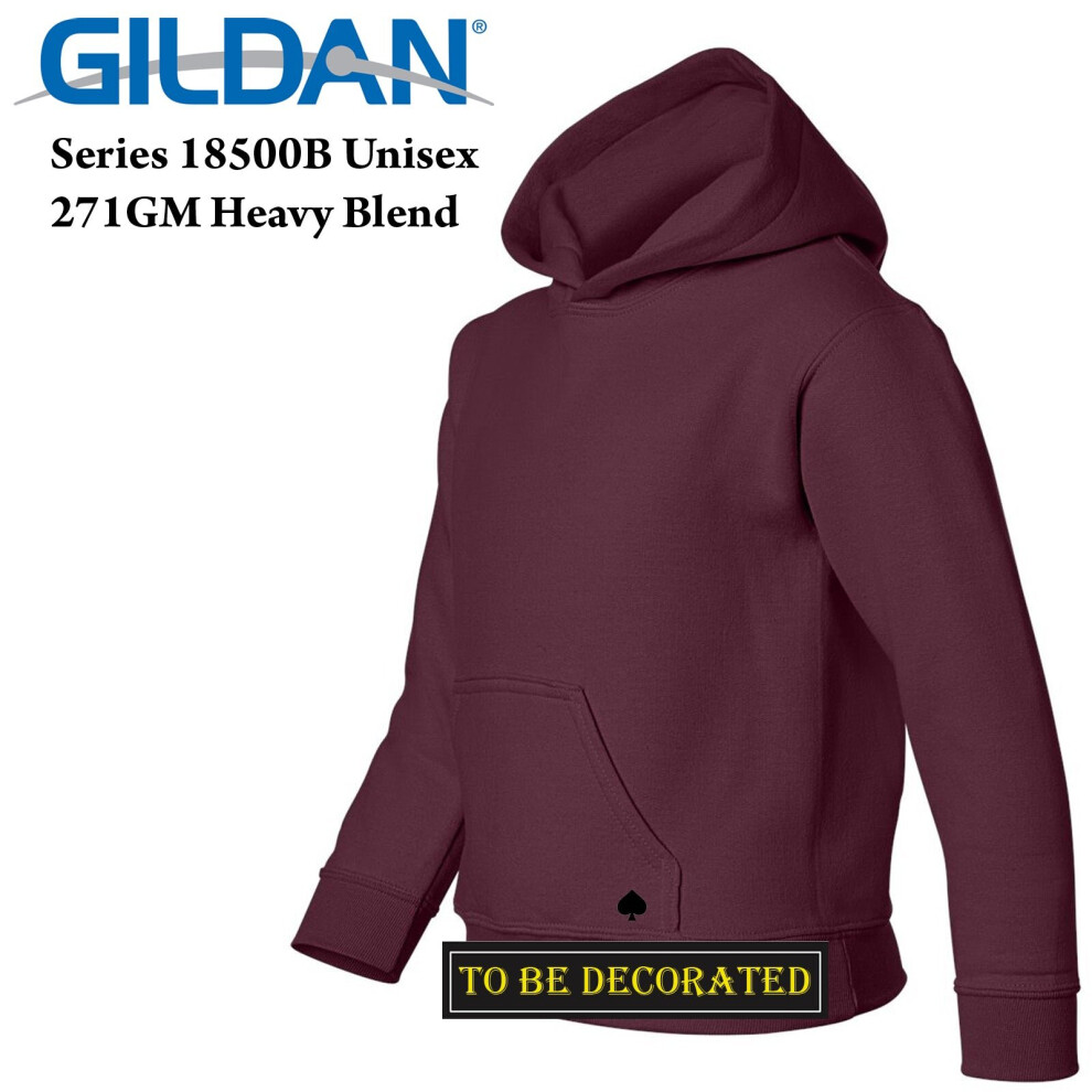 (S) Gildan Maroon Hoodie Heavy Blend Hooded Sweater Boy Girl Youth Kids
