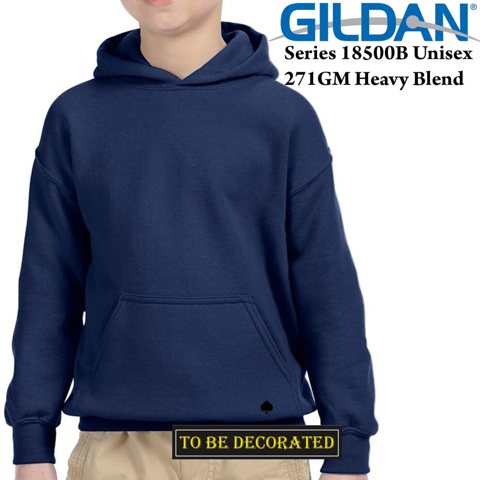 (L) Gildan Navy Hoodie Heavy Blend Hooded Sweater Boy Girl Youth Kids
