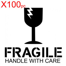 (100) FRAGILE HANDLE WITH CARE Large shipping label adhesive warning mailing sticky sticker 61x49mm
