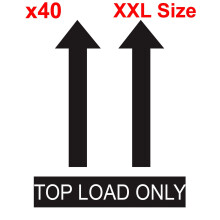 (40) XXL TOP LOAD ONLY ARROW shipping label adhesive warning mailing sticky sticker 100x150mm