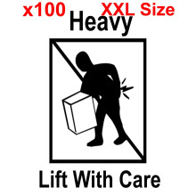 (100) XXL HEAVY LIFT WITH CARE shipping label adhesive warning sticky sticker 100x150mm