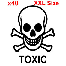 (40) XXL TOXIC SKELETON SKULL shipping label adhesive warning sticky sticker 100x150mm