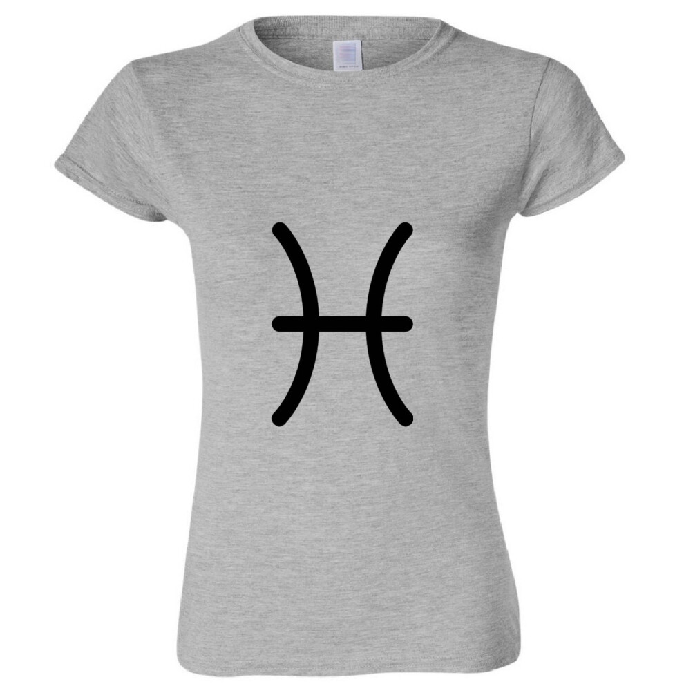 (Sport Grey, 2XL) Pisces Fish Zodiac Horoscope Astrological Symbol Ladies Women T Shirt Tee Top