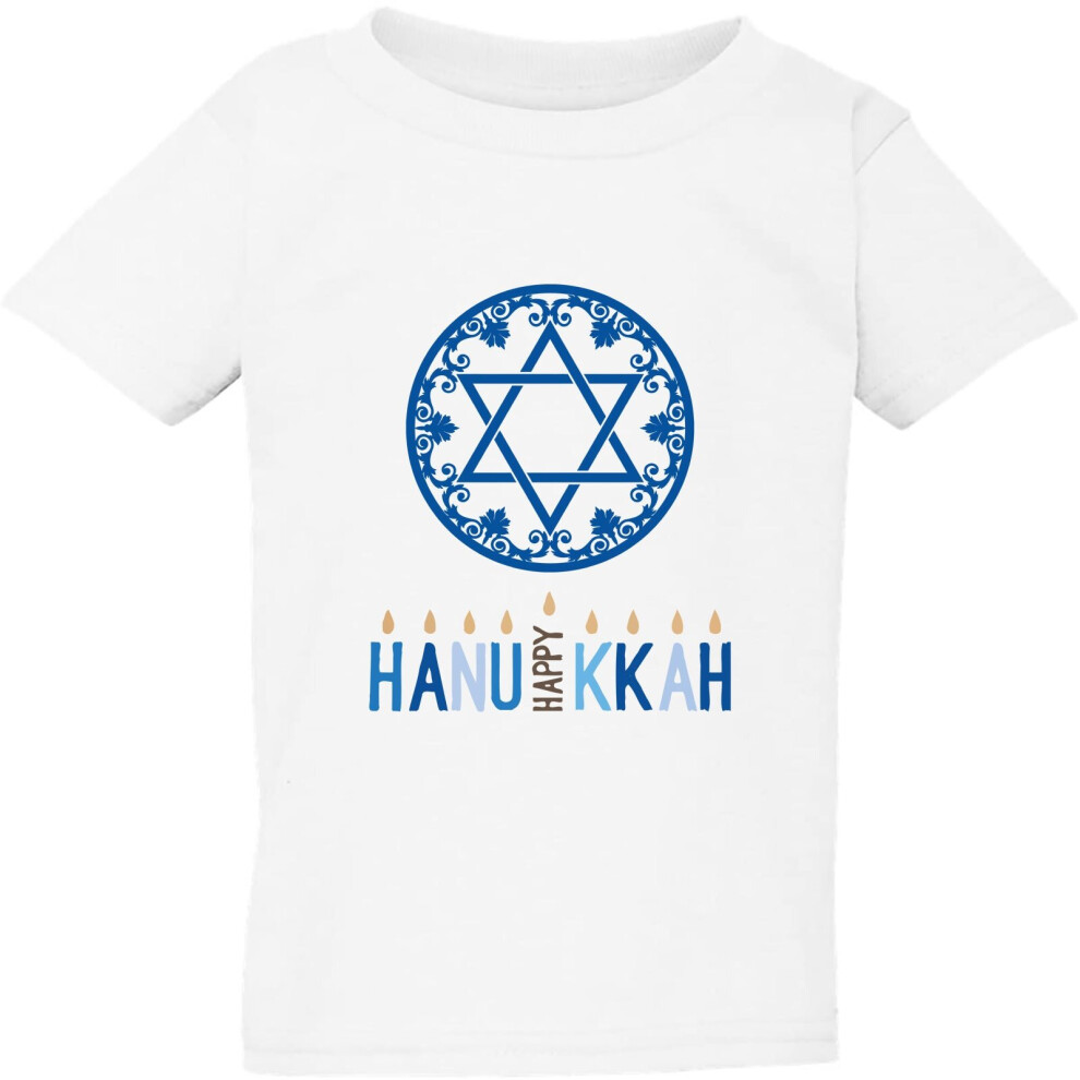 (Large / 4T / 3-4 YO) Star Of David Hanukkah Jewish Festival Kids Boys Girls T Shirt Tee Top White