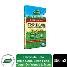 Westland Herbicide Free Triple Care Lawn Feed 350sqm Bag - Tough on Weeds & Moss (Code 20400588)