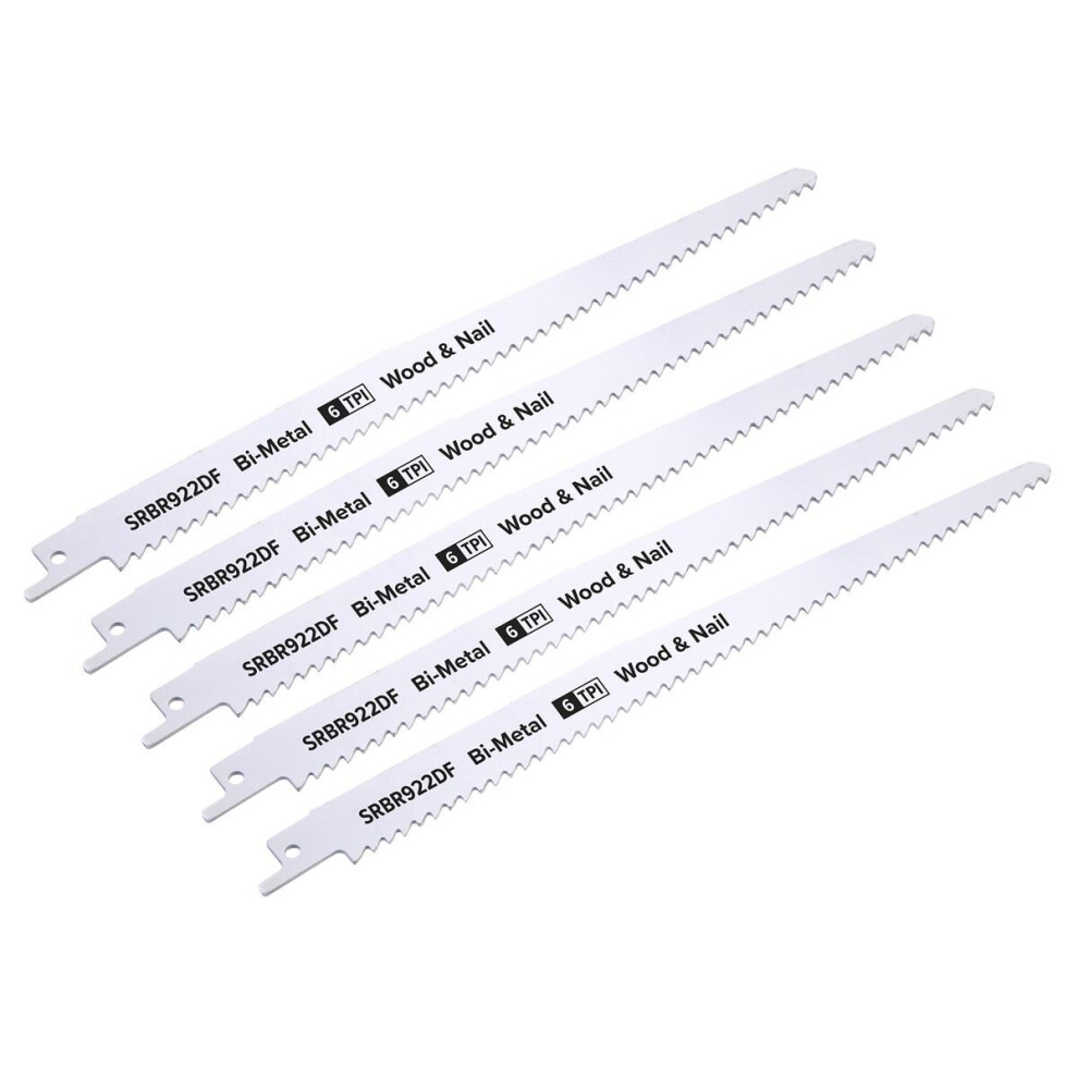 Sealey Reciprocating Saw Blade Wood & Nail 230Mm 6Tpi - Pack Of 5 Srbr922df