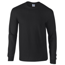 (Black, L) Long Sleeve T-SHIRT blank plain basic tee top Small Big Men's Ultra Cotton