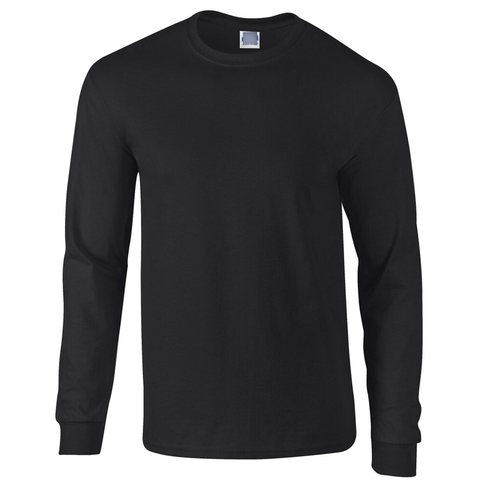 Pricedumb (Black, L) Long Sleeve T-Shirt Blank Plain Basic Tee Top Small Big Men's Ultra Cotton