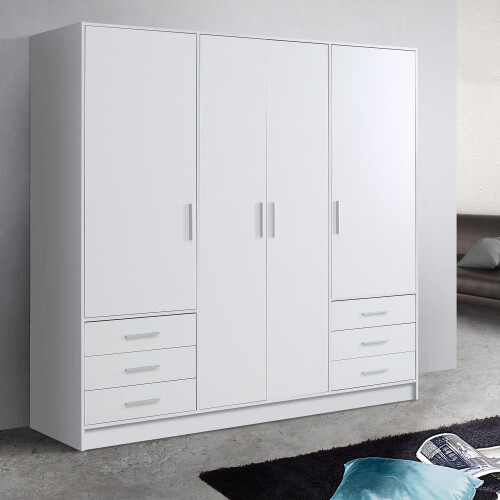 FWStyle Matt White Large 8 Drawer Chest Of Drawers. White Bedroom Furniture. Under Drawer Support Bars. Scratch Resistant