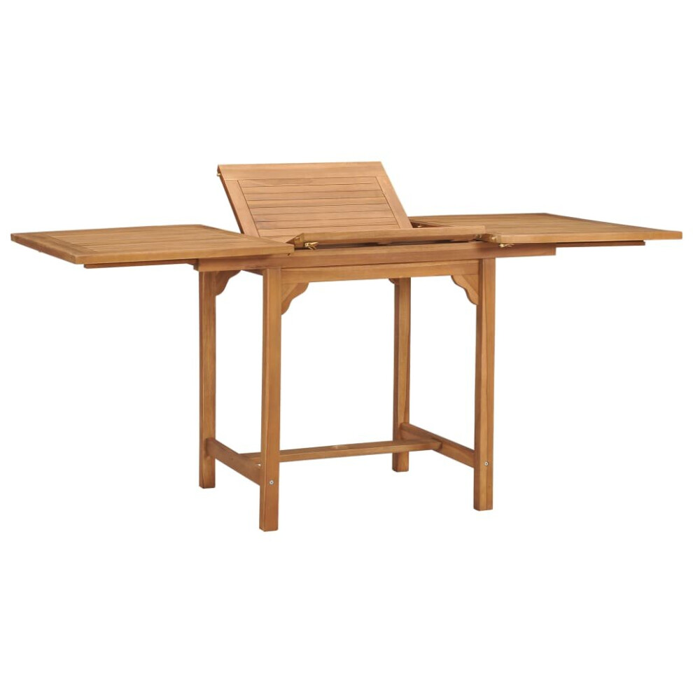 Vidaxl Solid Teak Wood Extending Garden Table 110-160Cm Outdoor Dining Patio