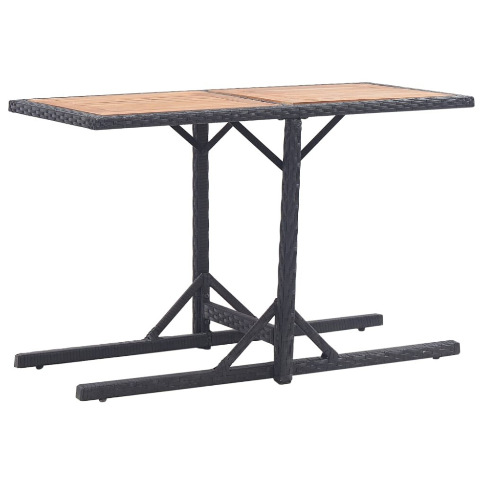 vidaXL Garden Table Black 110cm Solid Acacia Wood and Poly Rattan Outdoor Desk