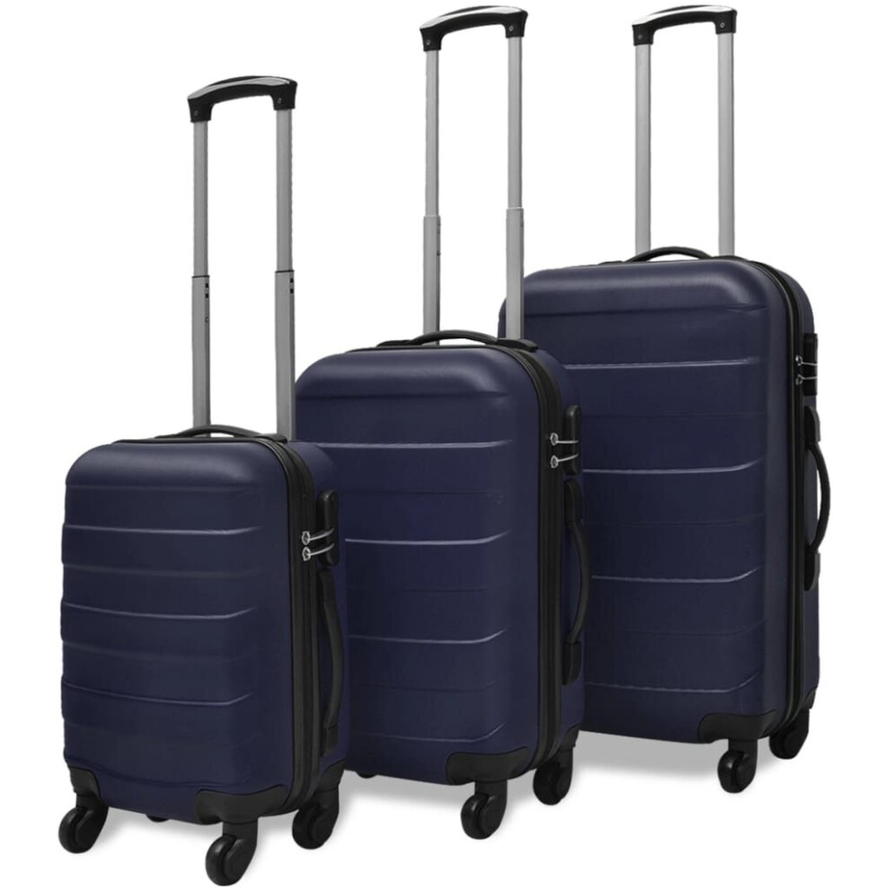 vidaXL Hardcase Trolley Set 3 Piece Blue 45.5/55/66 Cm Luggage Suitcase Bag