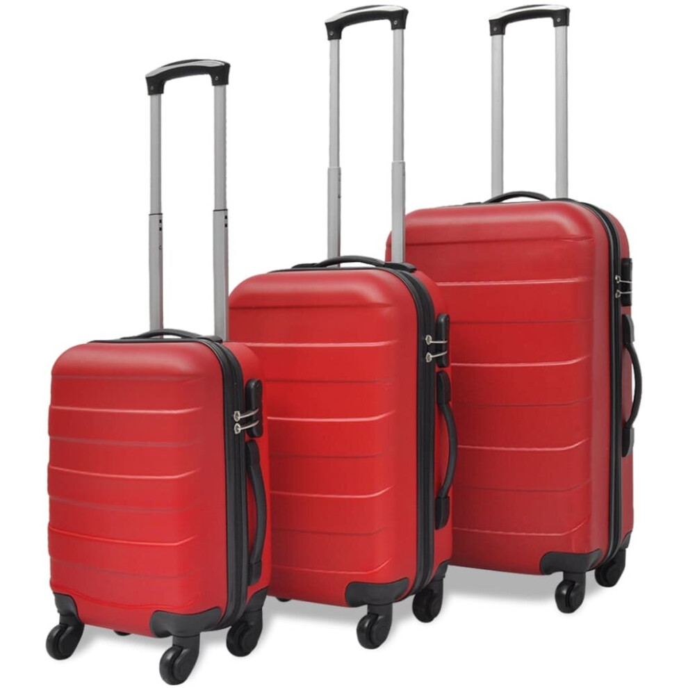 vidaXL Hardcase Trolley Set 3 Piece Red 45.5/55/66 cm Luggage Suitcase Bag