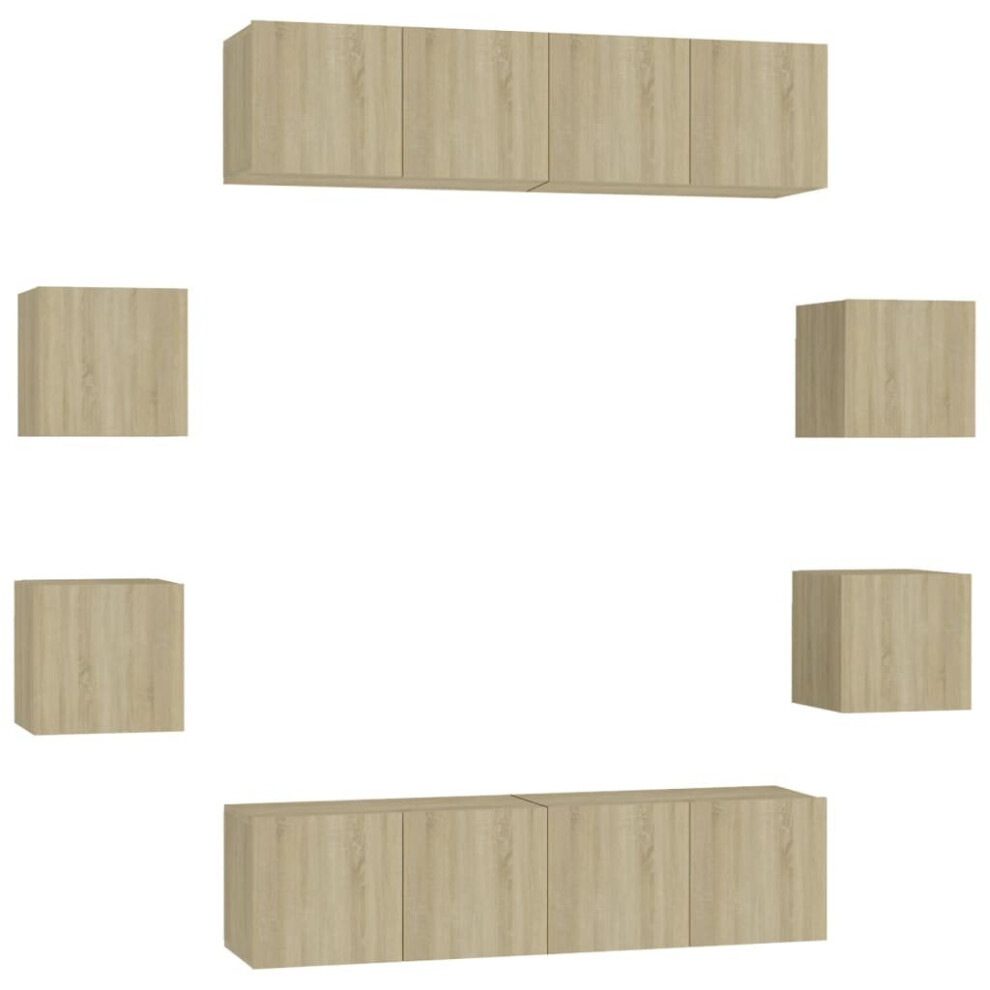 Vidaxl Tv Cabinet Set 8 Piece Sonoma Oak Chipboard Home Furniture Tv Stand