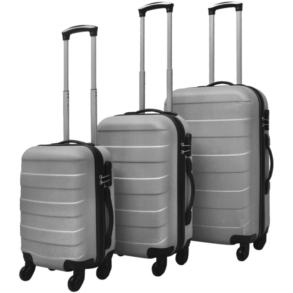 vidaXL Hardcase Trolley Set 3 Piece Silver 45.5/55/6 Luggage Suitcase Bag