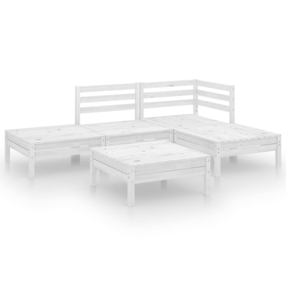 vidaXL Garden Lounge Set Outdoor Sofa Set Couch 5 Piece Solid Pinewood White