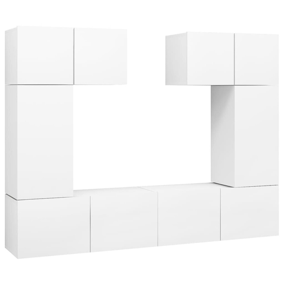 Vidaxl Tv Cabinet Set 6 Piece White Chipboard Home Furniture Tv Stand Cabinet