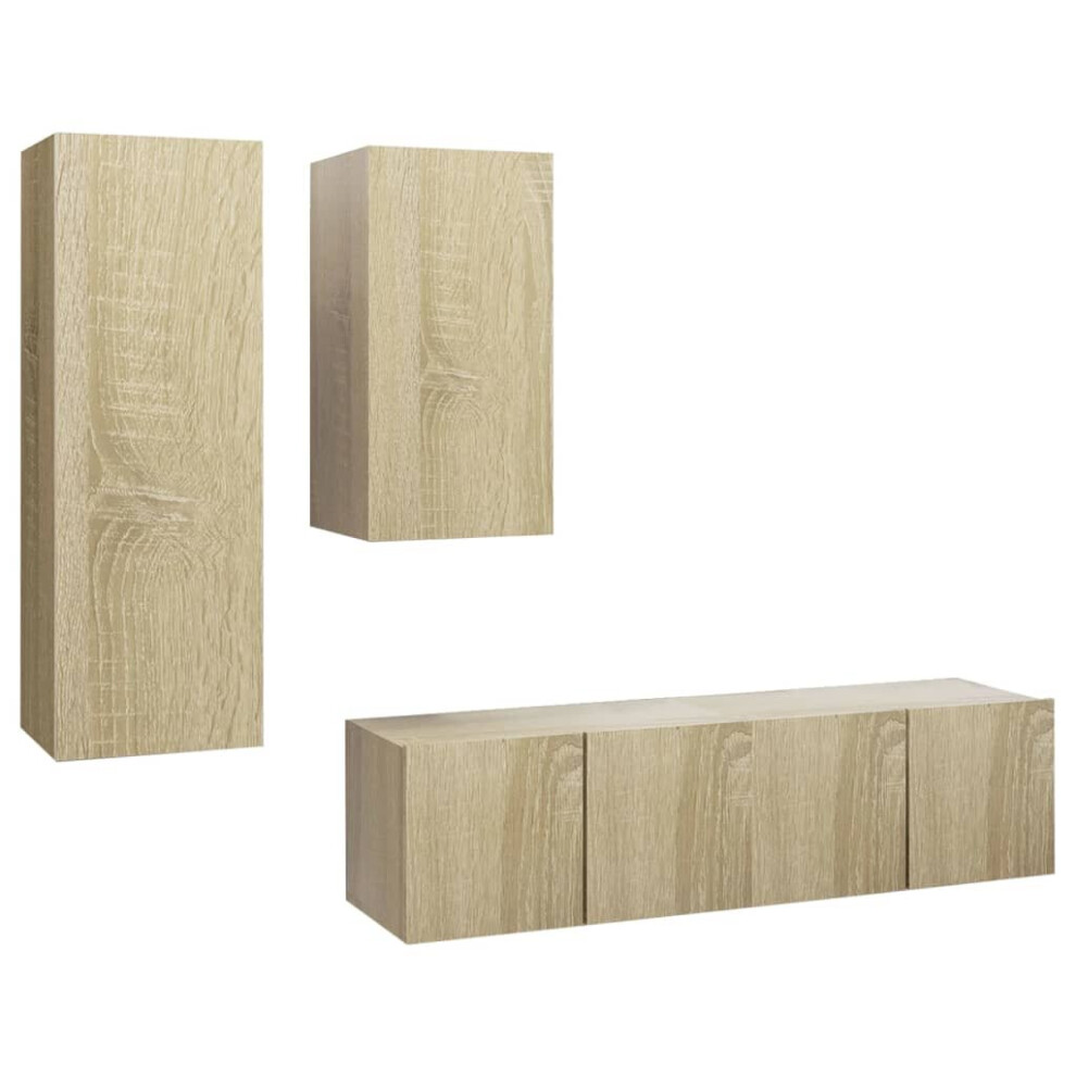 vidaXL TV Cabinet Set 4 Piece Sonoma Oak Engineered Wood Hanging TV Stand