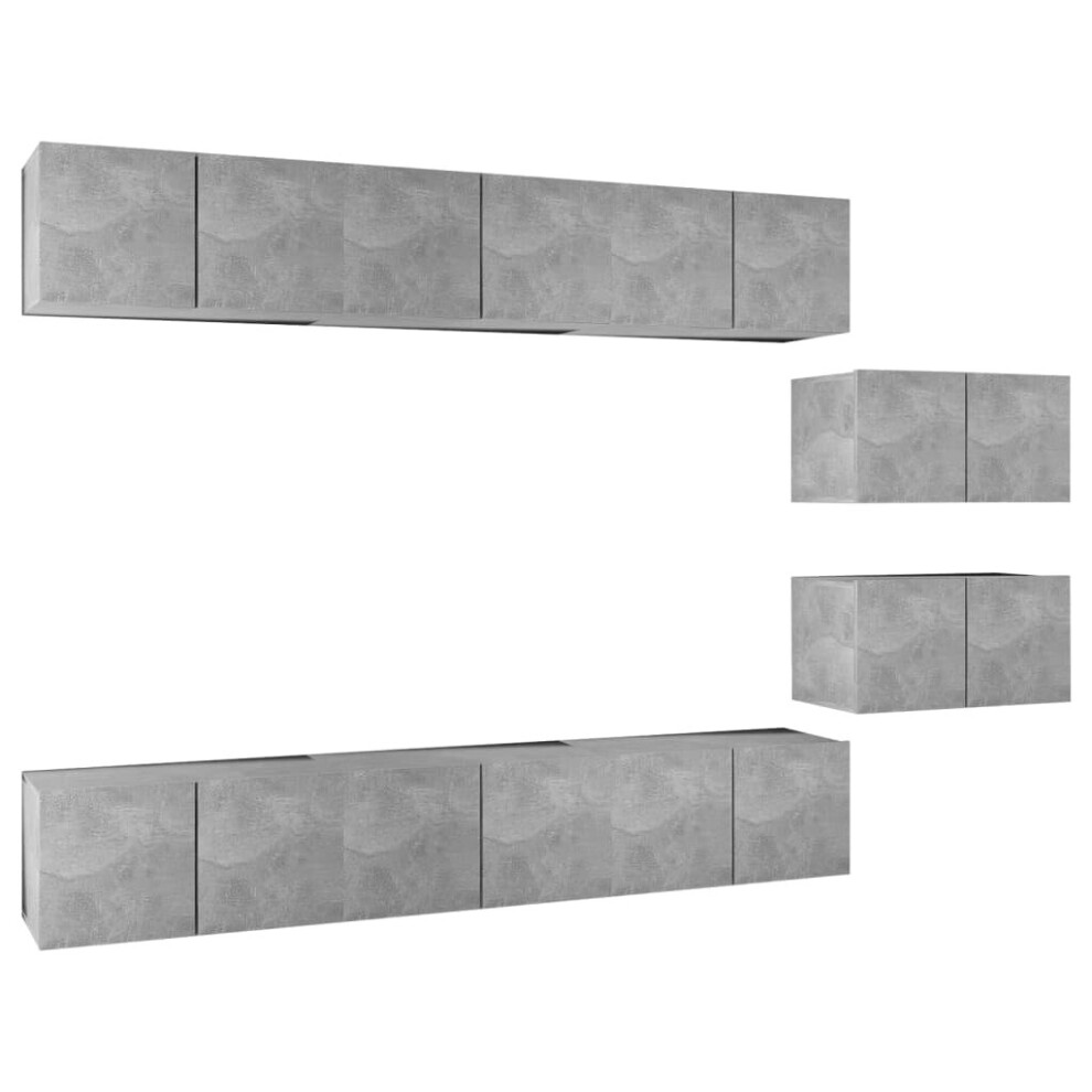 vidaXL 8x TV Cabinets Concrete Grey Engineered Wood Home Hanging TV Stand