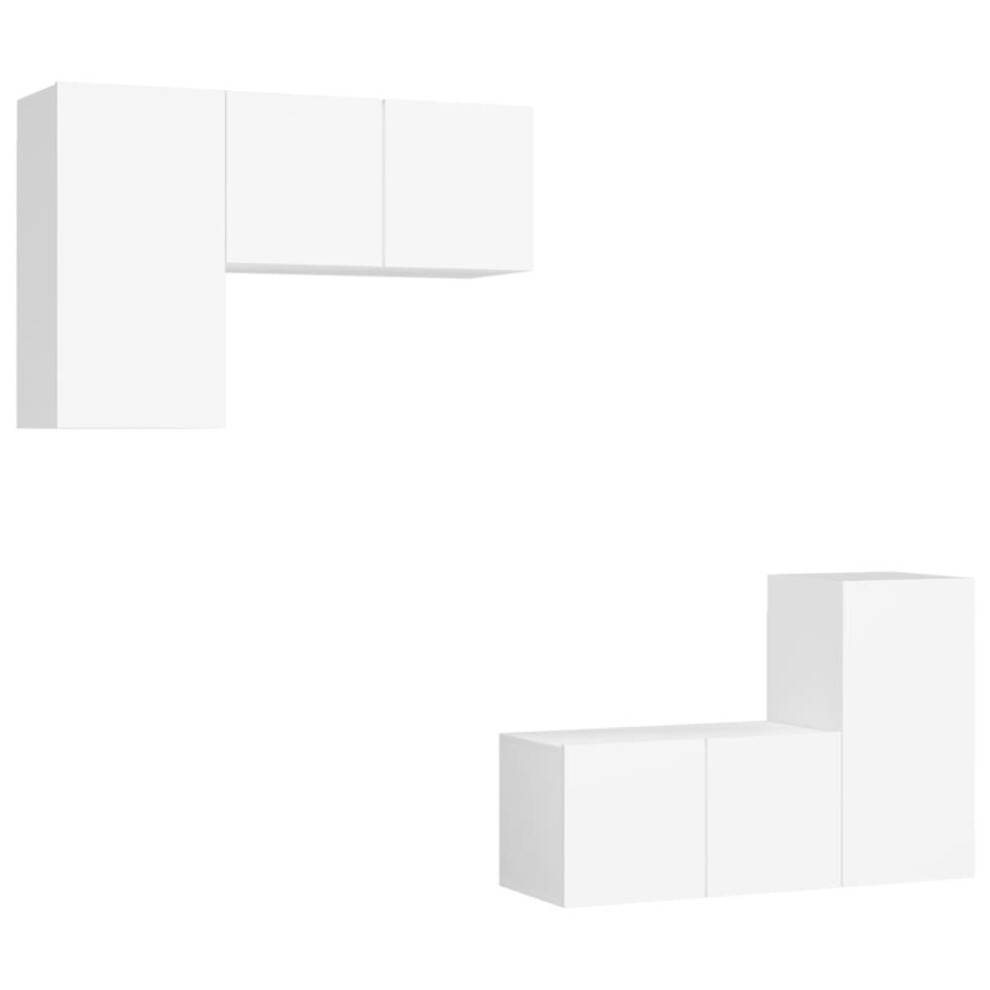 Photos - Mount/Stand VidaXL TV Cabinet Set 4 Piece White Chipboard Home Furniture TV Stand Cabinet White 3078688 