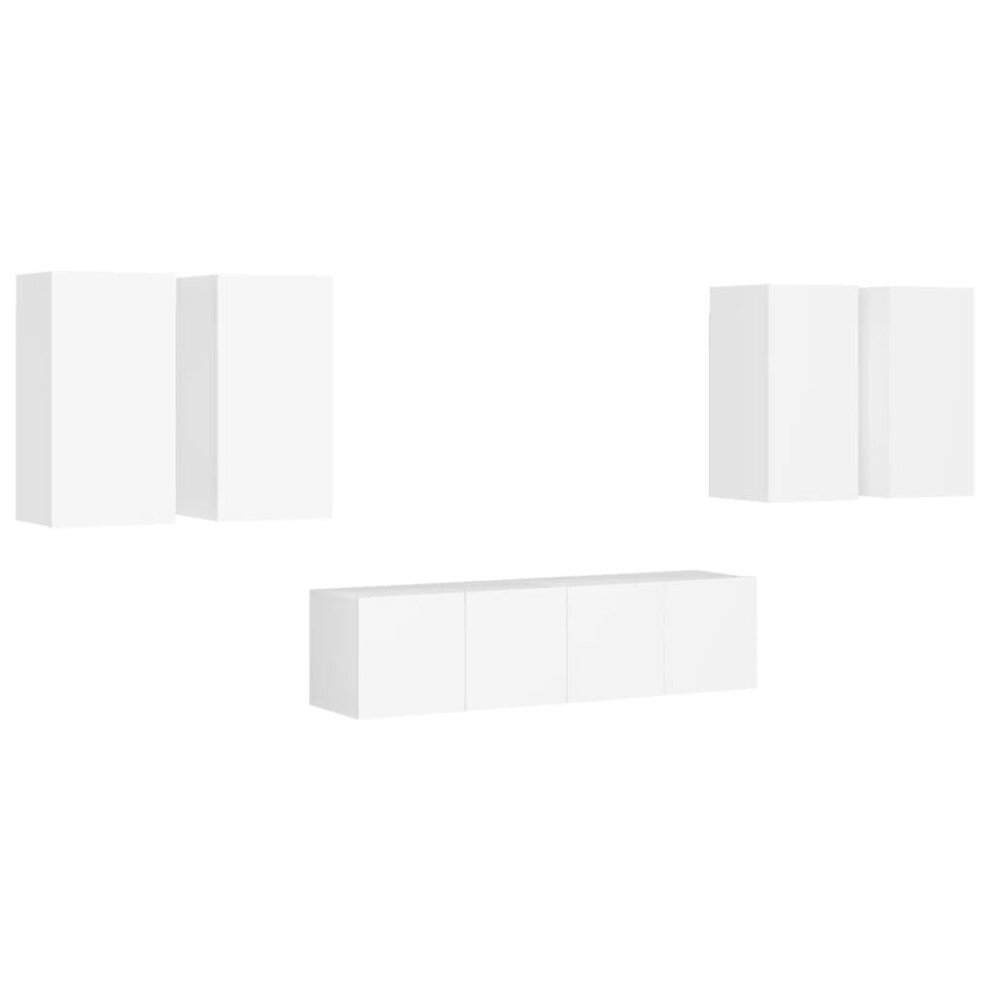 Photos - Mount/Stand VidaXL TV Cabinet Set 6 Piece White Chipboard Home Furniture TV Stand Cabinet White 3078679 