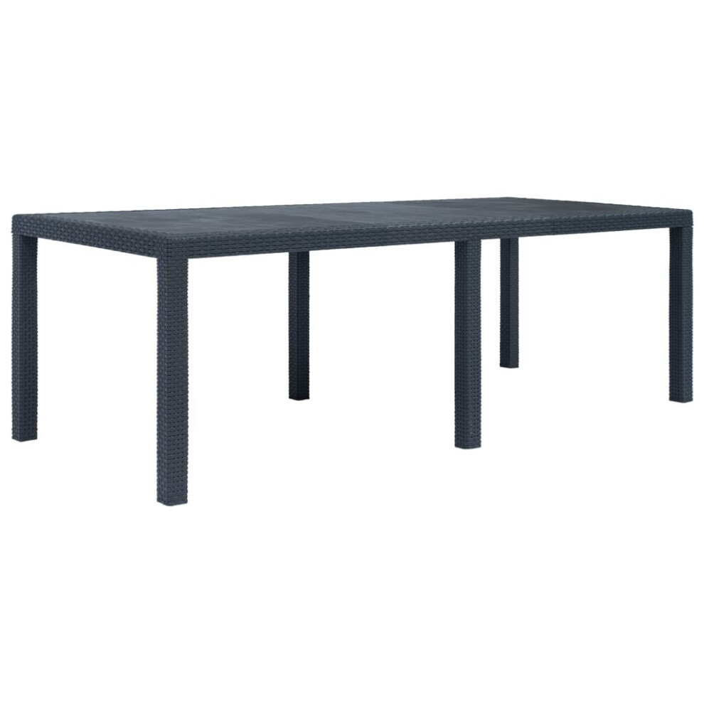 vidaXL Garden Table Anthracite 220x90x72cm Plastic Rattan Look Patio Furniture