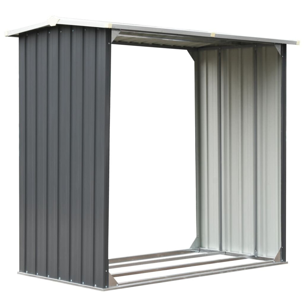 Vidaxl Garden Log Storage Shed Galvanised Steel 172X91x154cm Firewood Grey