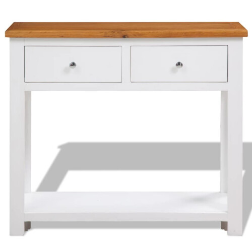 VidaXL vidaXL Solid Oak Wood Console Table 83cm Hallway Display Desk Stand Sideboard 1