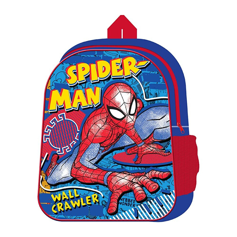 Tdl Marvel Spiderman Blue Crawler Backpack School Bag For Kids Boys Girls Travel Multicoloured