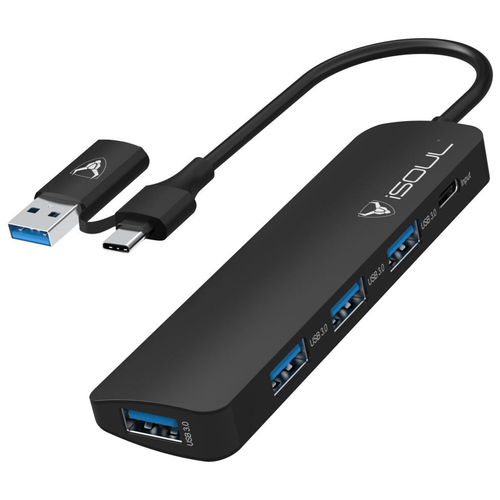 iSOUL 4 Port USB 3.0 Data Hub Multi USB Port Powered USB-C Hub