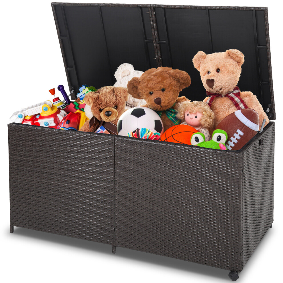 660LOutdoor Wicker Storage Container Weatherproof  Deck Storage Box