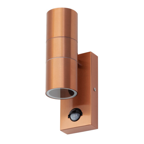 (Copper) Kenn Outdoor Up Down PIR Wall Light & LED Bulbs 1