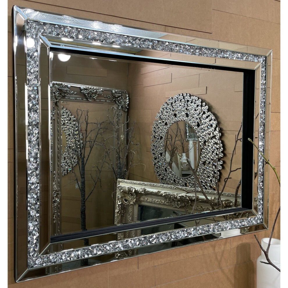 (80cm x 60cm) Large Glitzy Diamond Gatsby Crystal Diamond Wall Mirror PREMIUM QUALITY - Fabulous Mirrors - Choose your size