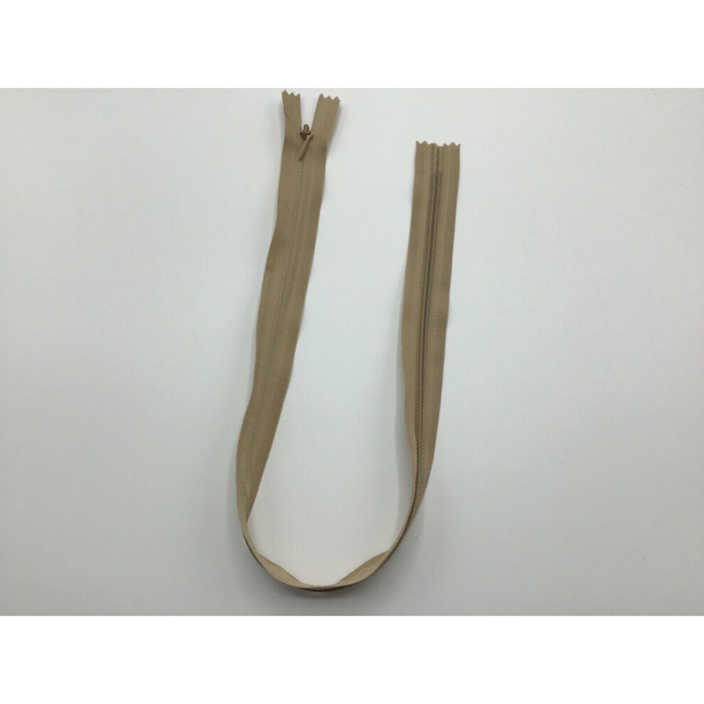Beige Invisible Zips, 22" - Concealed Zippers For Dress,Skirts,Cushions Pack 2