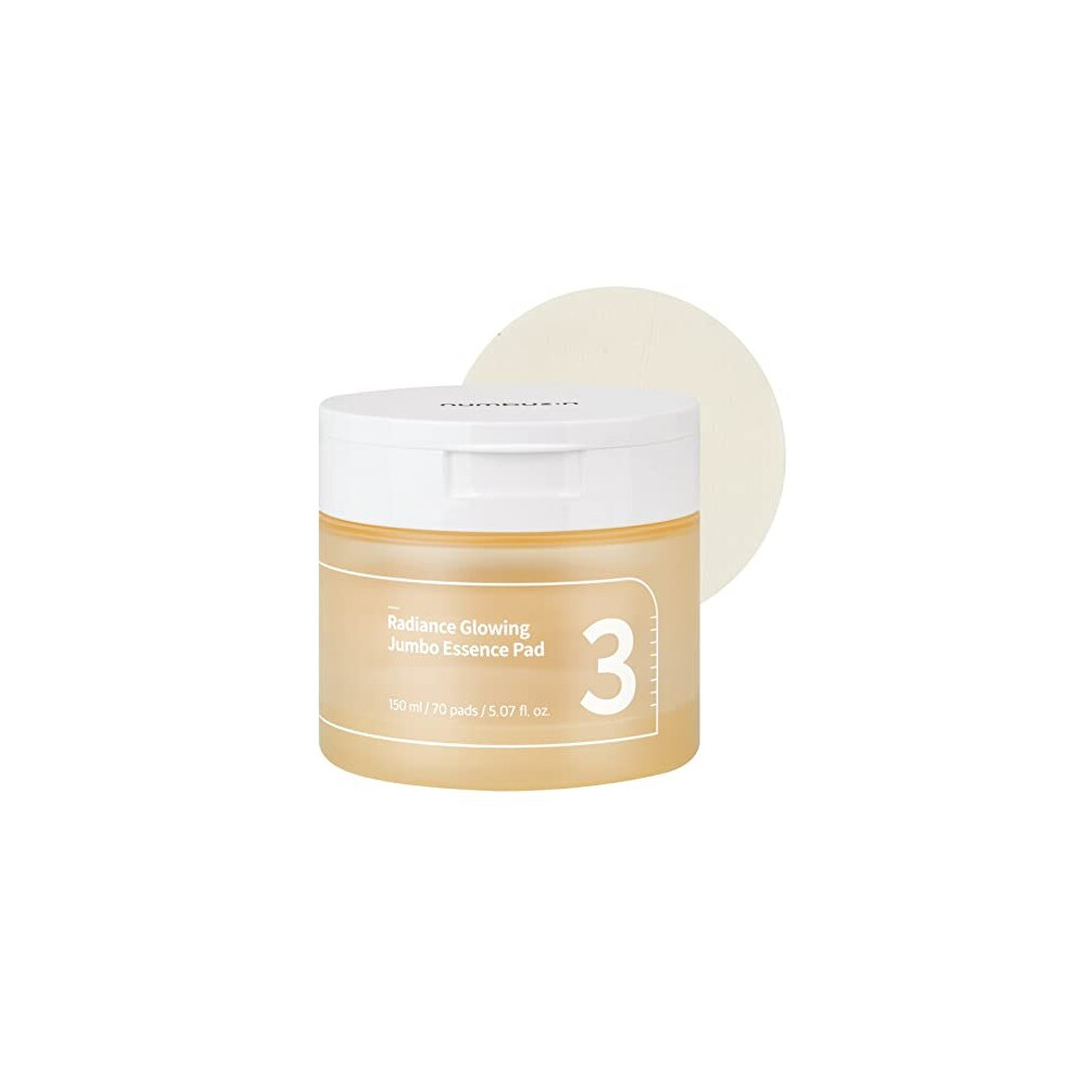 Numbuzin No.3 Radiance Glowing Jumbo Essence Pad, 70 Pads / 5.07 Fl.oz / 150Ml | Jumbo Size Vegan Pad, Radiance, Hydration