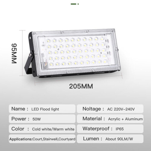 2x LED Floodlight 50W αδιάβροχο υπαίθριο φως ασφαλείας φώτα κήπου φως 1