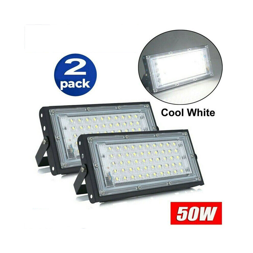 2x LED Floodlight 50W Waterproof Outdoor Security Lights Garden Light