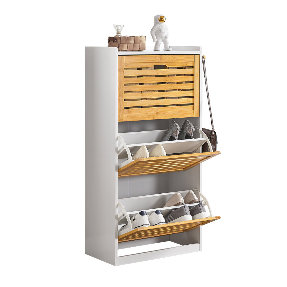SoBuy FSR108-WN,3 Drawers Shoe Cabinet Shoe Rack Shoe Storage Cupboard
